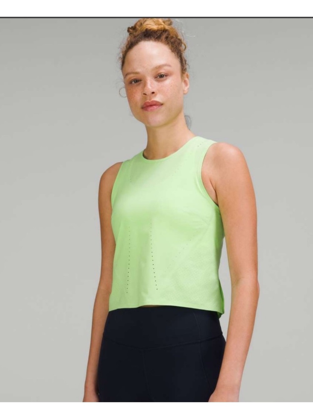 Lululemon Ventilated Running Tank Bright Scream Green Crop Tank Top Size 8